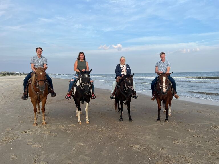 Logan's first time riding a horse. 