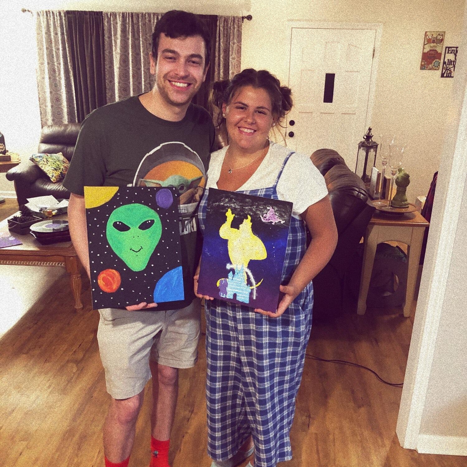 Another date under covid restrictions making the best of everything.  We would not change it for the world.  We painted each other a picture on a canvas.