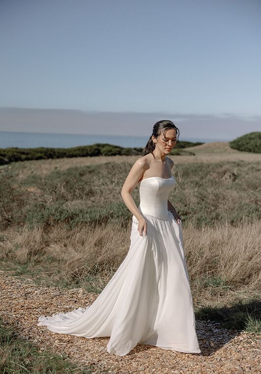justin alexander a line wedding dress Justin Alexander Strapless Mikado A-Line Wedding Dress with Pleated Bo –  Love White Bridal main image 0