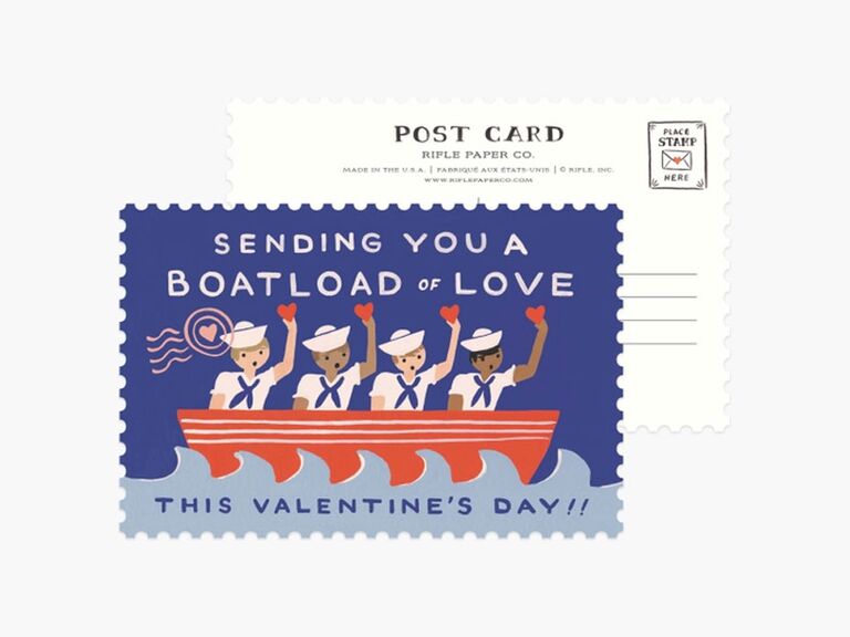 Boatload of love Valentine's Day postcard