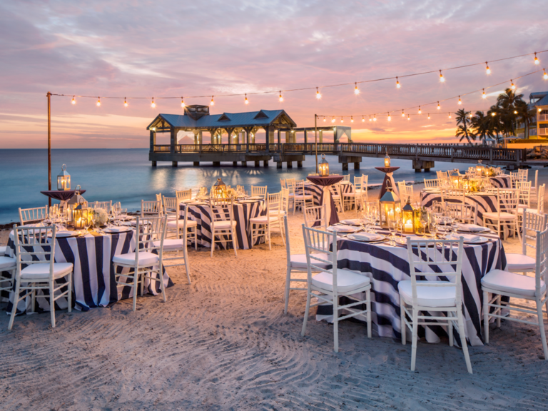 The Reach Key West beach reception at sunset