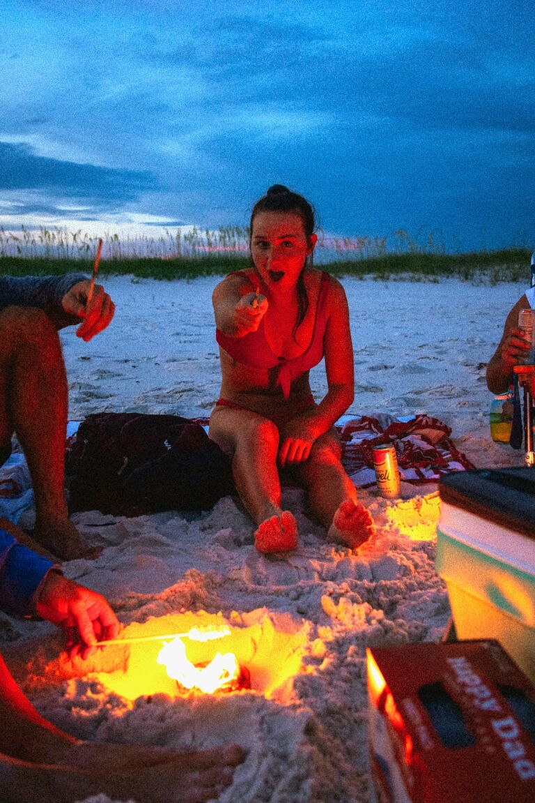 July 4th night spent at the beach swimming, listening to Zach Bryan and roasting mini marshmallows over 'city campfires'.