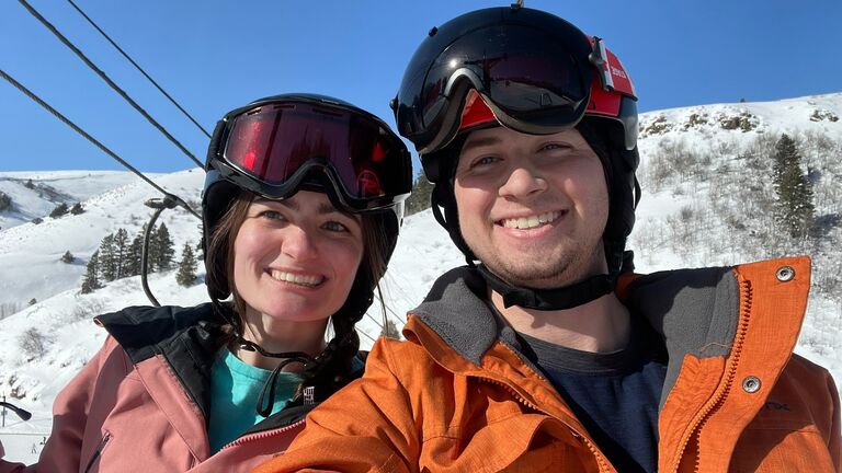 Skiing! Caleb loves to ski he's been doing it for a while and Emily wanted to try it! So we went out one day and Caleb taught Emily the basics...she really likes the bunny hill.
