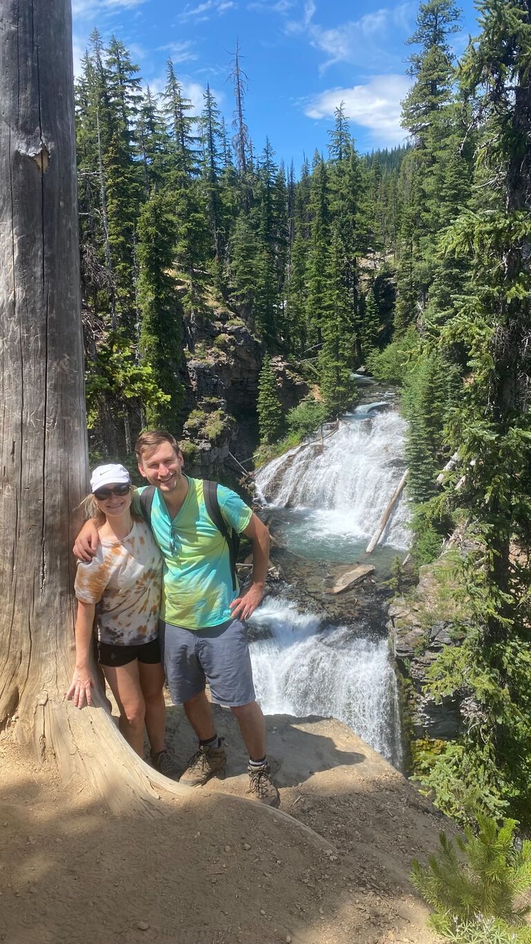 Hiking in Bend Oregon where Sean proposed!