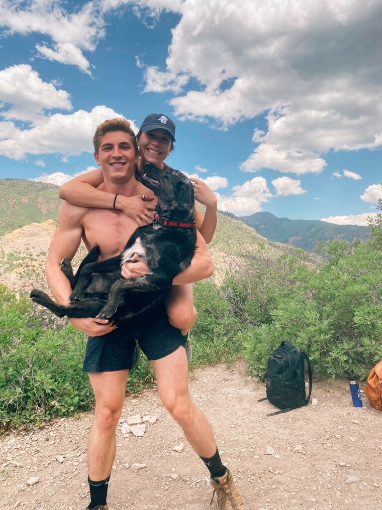 Will, Jolie, and Astro hiking Boyscout Trail. 
