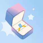 Illustration of engagement ring in box