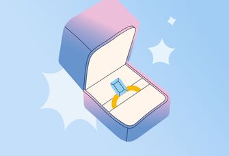 Illustration of engagement ring in box