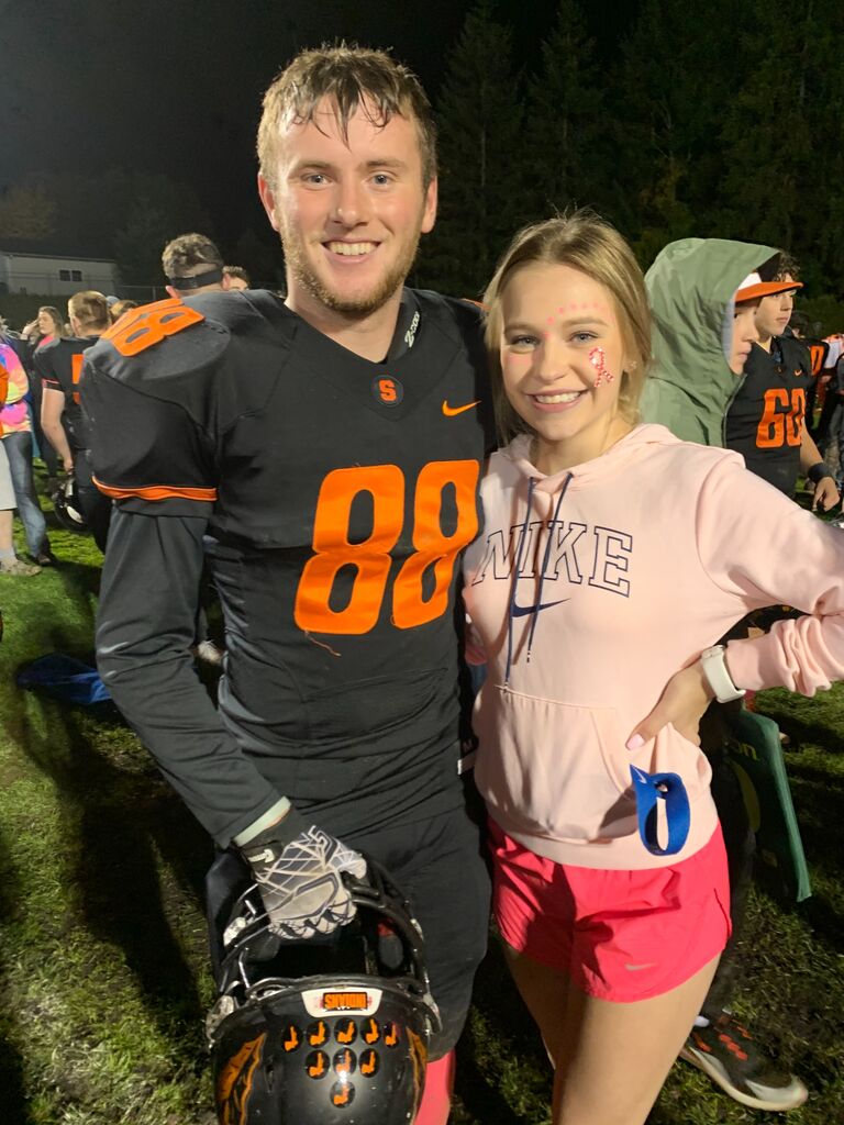 Tyler and Maddie met in 8th grade in PE class and have been best friends since then! This was senior year at Tyler's football game!