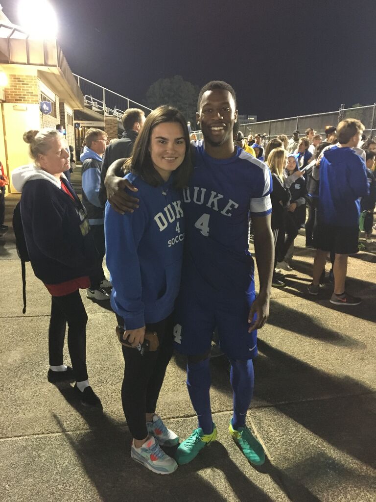 Chloe and Kevon met at Duke in the Fall of 2015 at none other than Shooters Saloon, Duke's most infamous dive bar. Since then, the pair spent many weekends cheering each other on at their respective games!