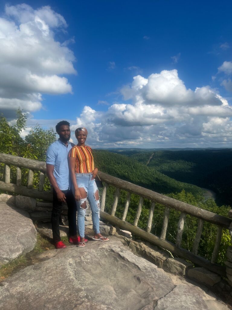 We visited our friends and family on this long trip from GA to OH to WV to NC and back to GA. This photo is us on the top of WV mountains. 