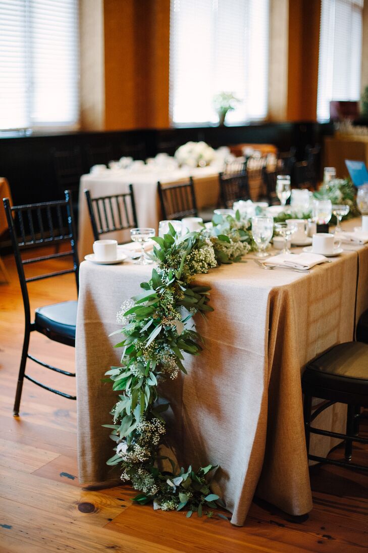 Garland Draped Over Reception Head Table