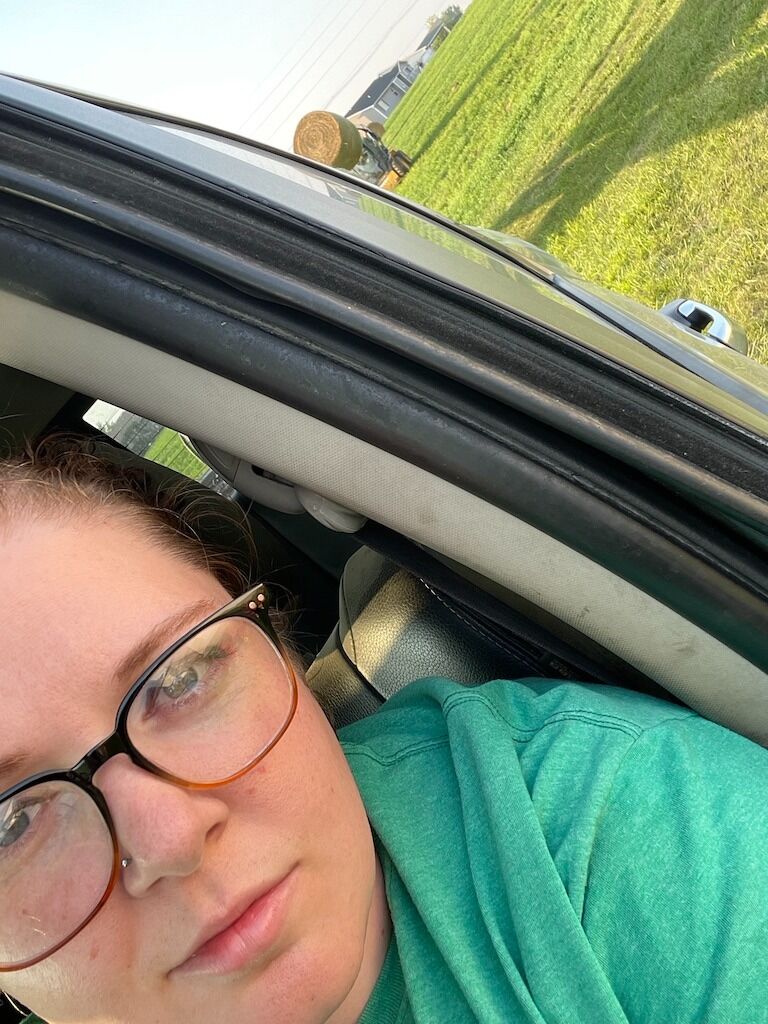 After talking on Bumble for a few days, Andy mentioned needing help move bales and Amanda came and helped move bales the first time they met. Hours were spent talking in the truck.