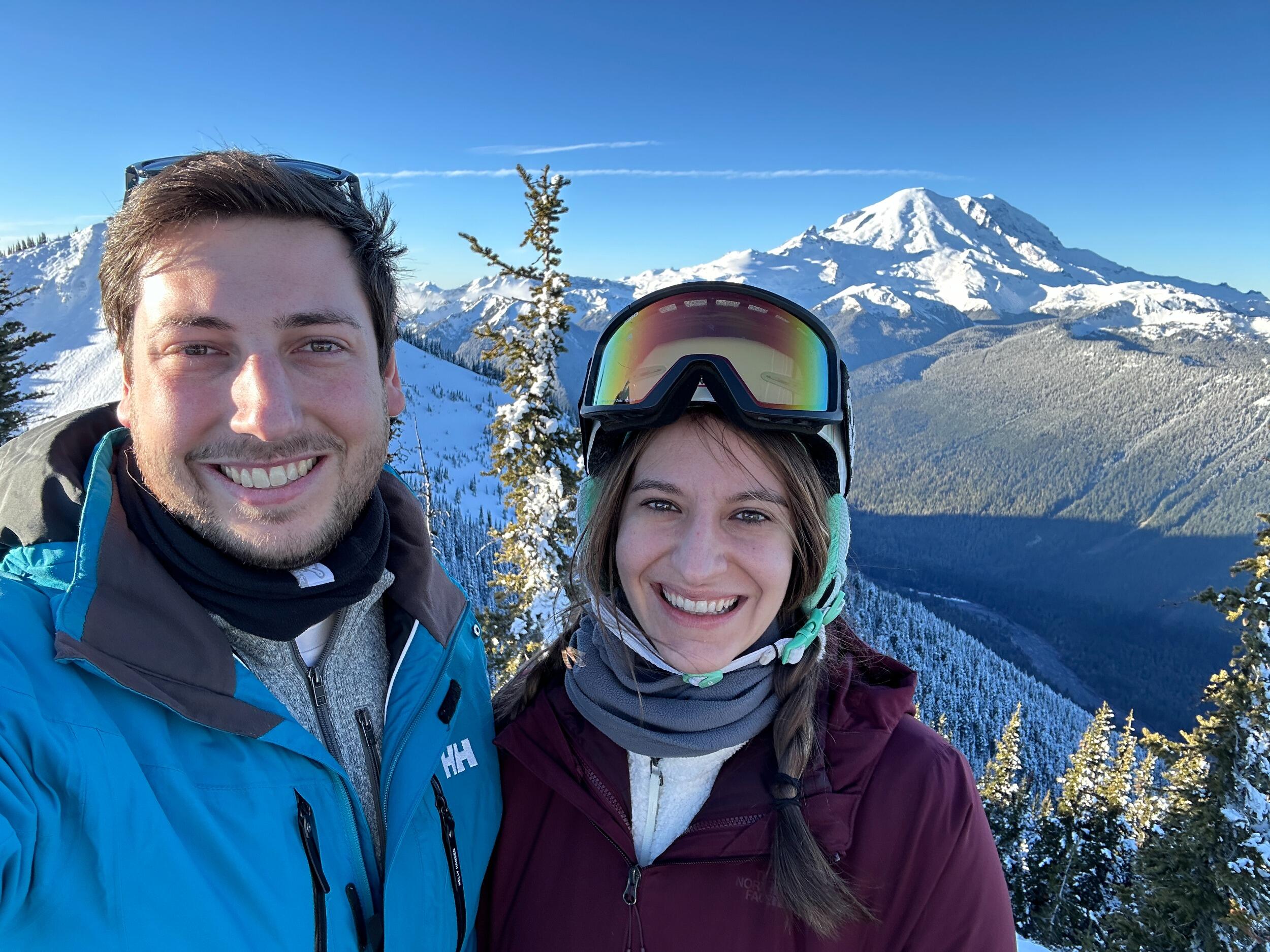 Skiing together for the first time in Seattle at Crystal Mountain to begin 2024