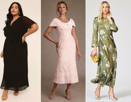 Collage of three mother of the bride rehearsal dinner dresses