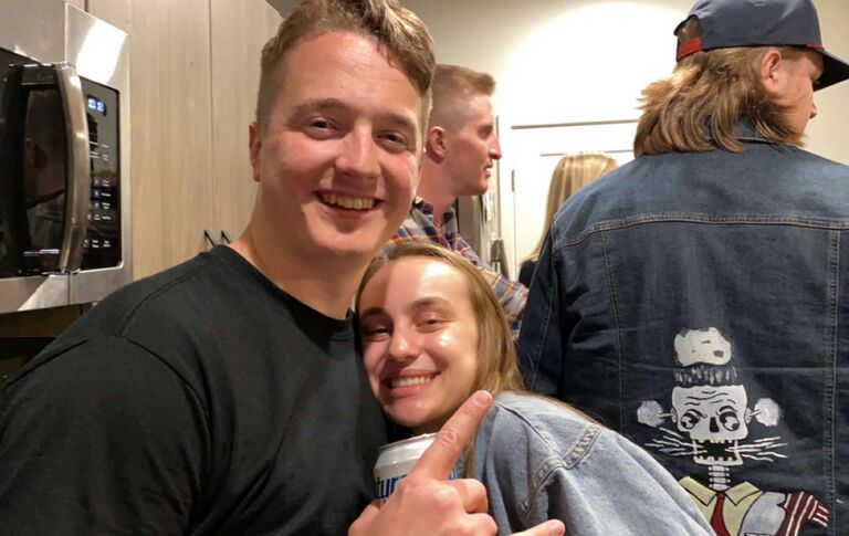I'm pretty sure this was our first picture together. We weren't official yet, but had celebrated me taking my dental hygiene boards in Des Moines.
