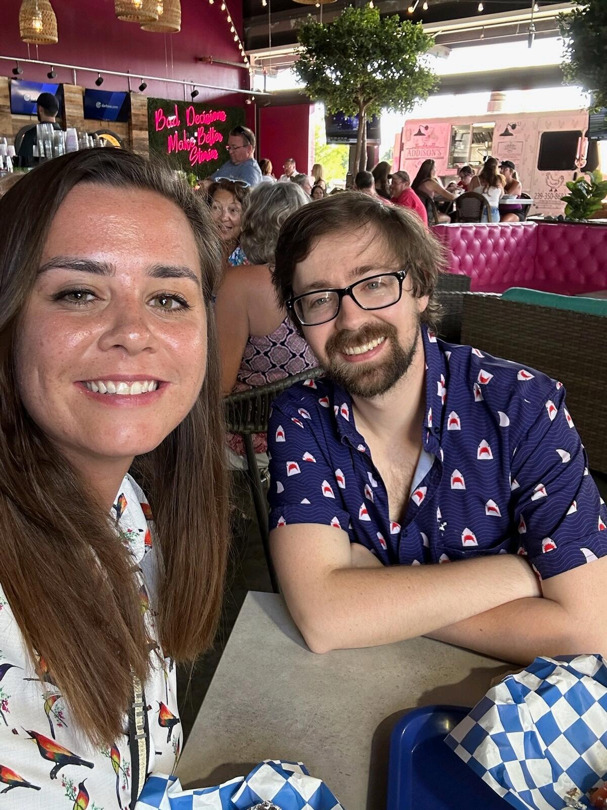 Our first picture together. Gregory's friends from work crashed our date wondering who the woman he was excited to see was. 