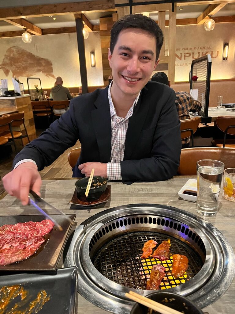 Valentine's Day at Manpuku, a Japanese yakiniku grill! Of course we had to get dressed up for a big date! - Adam