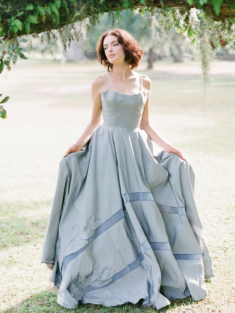 pale blue wedding gown