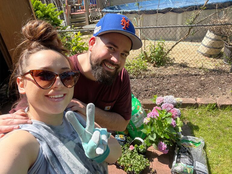 Shortly after Jaime moved in with Tyler! Perfecting the landscape around our new home together !