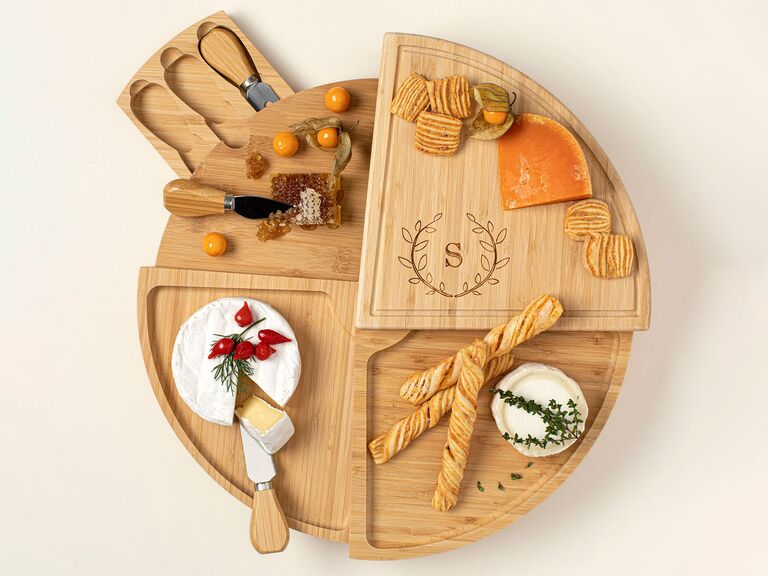 Personalized swivel cheese board gift for wife