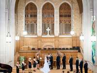 Presbyterian wedding vows during church ceremony.