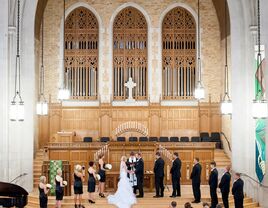 Presbyterian wedding vows during church ceremony.