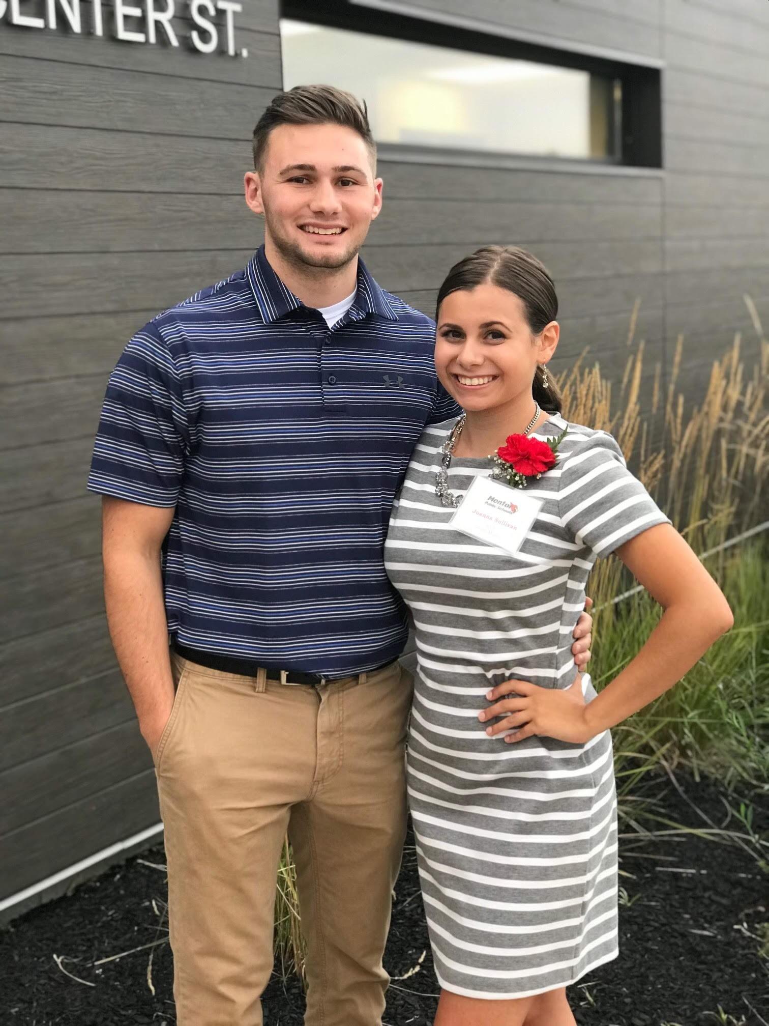 Joanna and Max after Joanna was board-approved by Mentor Public Schools as a seventh-grade teacher. 
