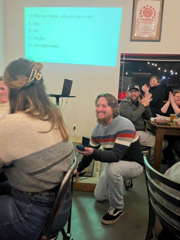 Jacob proposes during Highmark trivia! 