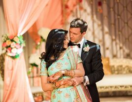 Couple in a loving embrace during their first dance