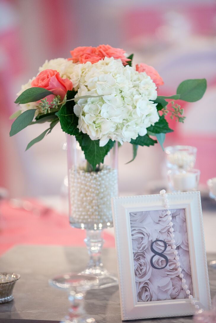 Floral Centerpiece Vases With Pearls