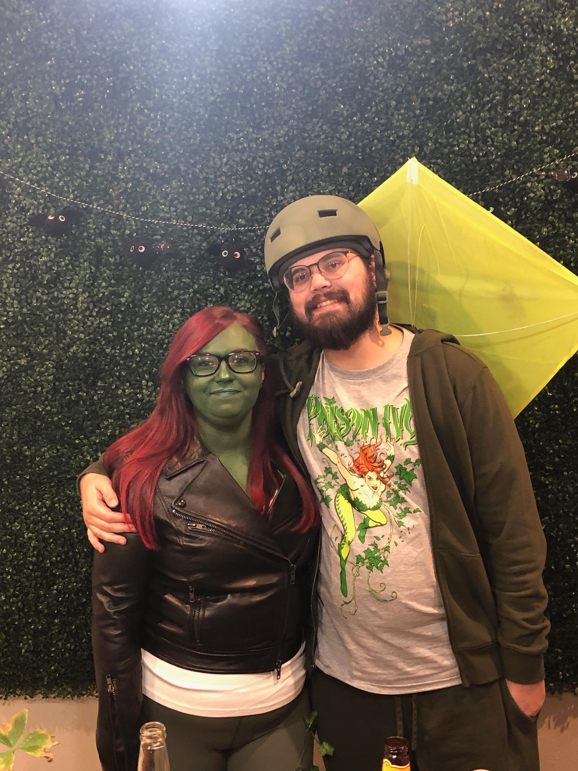 Grace and Brandon attend a Halloween party as Poison Ivy and Kite Man!