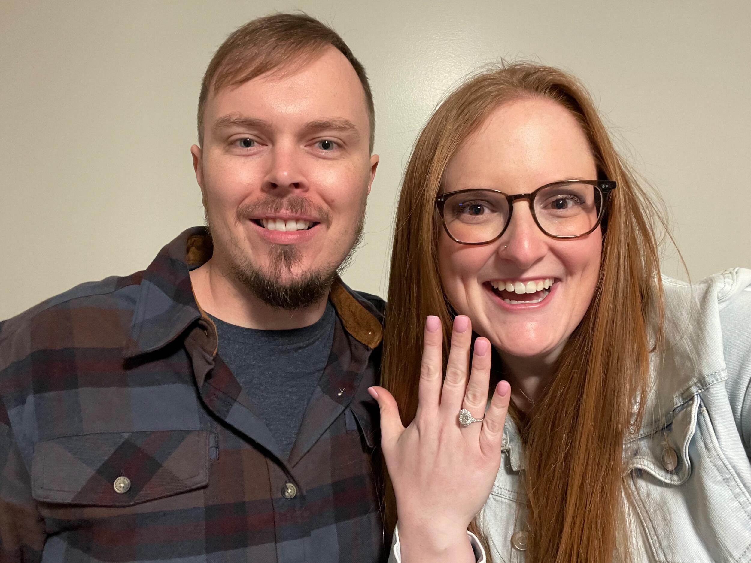 ENGAGED!!! The ring had been hidden in SJ's closet since September 2022. SJ took Megan to Thyme in Peoria for dinner (exactly 1 year after their first date) and then they went to her house and he asked her to marry him right where he first told her he loved her.