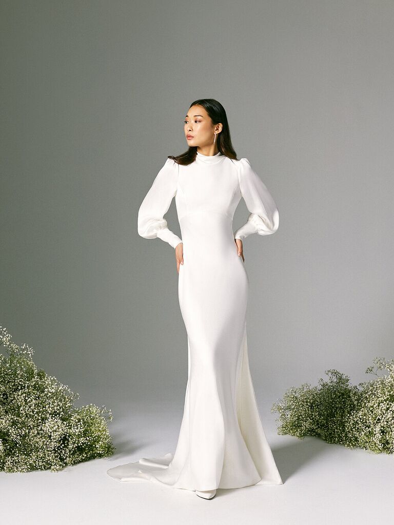Sheath Wedding Dress With Long Sleeves, Tattoo-effect Back And