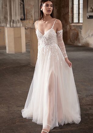 Tulle Cage Bikini Neckline Wedding Dress with Beaded Straps