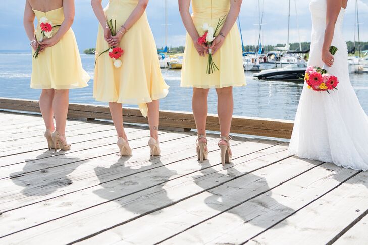 canary bridesmaid dresses