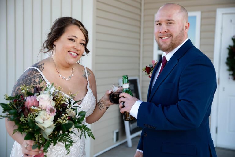 We're married... a small wedding ceremony at Whispering Oaks Vineyards!