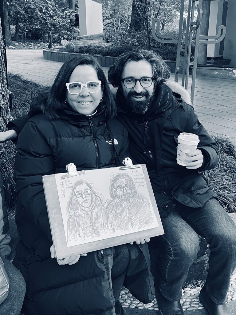 A portrait of us in People's Square (Shanghai)