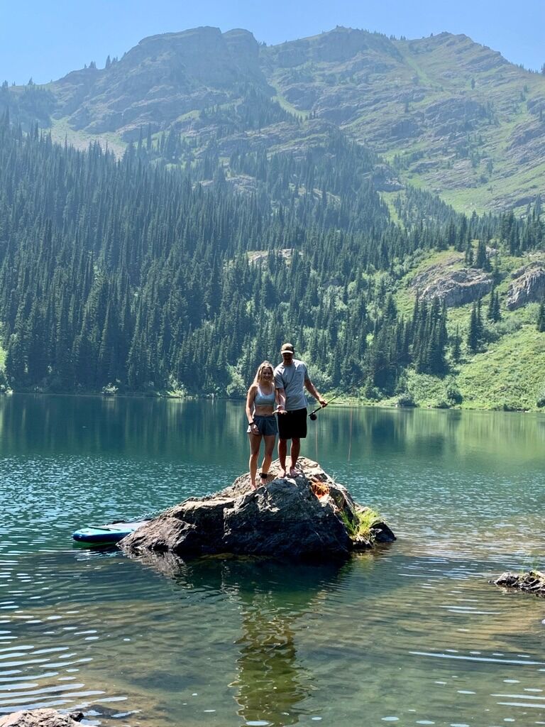 Hiked 1700 ft. elevation to paddle board on an alpine lake in Mullen, ID