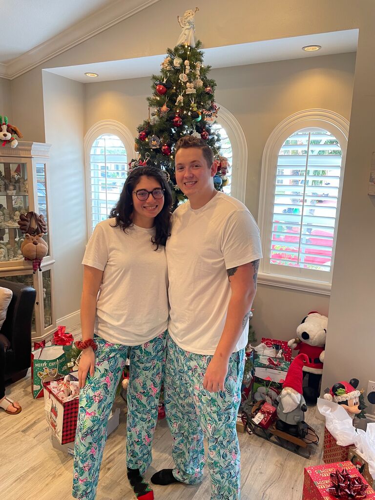 Our first Christmas. Devon survived his first Christmas bingo