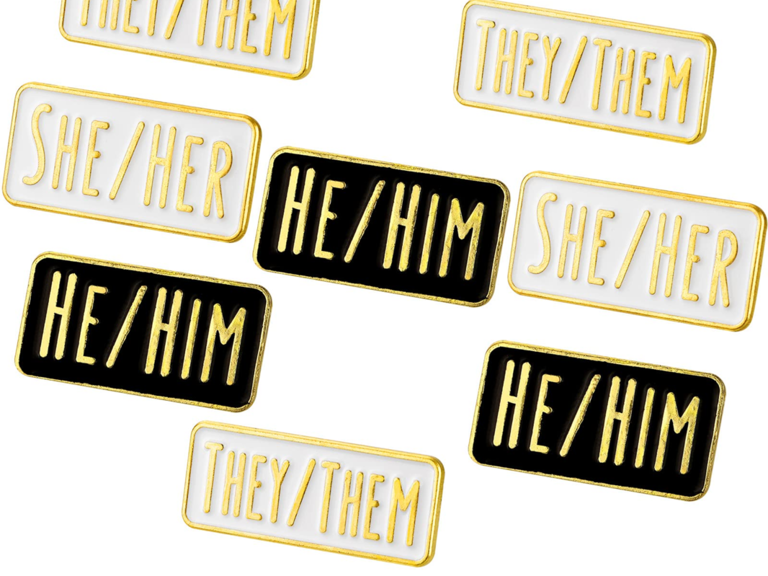 Gold and Black Pronoun Pins from Amazon