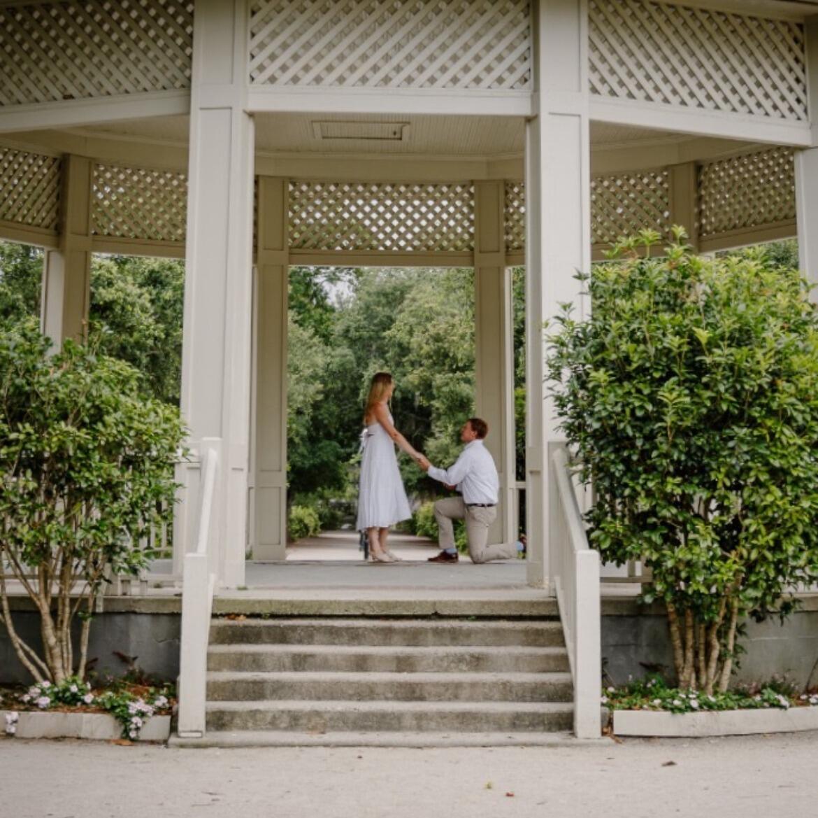 On June 10, 2024, John popped the question! He surprised me on a girl's trip to Charleston and planned the sweetest proposal. He surprised me so well that I think I forgot to speak to tell him yes! I enthusiastically nodded my head to say yes to forever with my favorite guy in the whole world <3