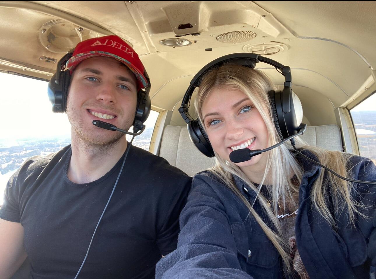 First time flying together. Kyle took me around and showed me my parents house from the sky. In February 2022 I got to be a passenger on a commercial flight he was flying while working for PSA.