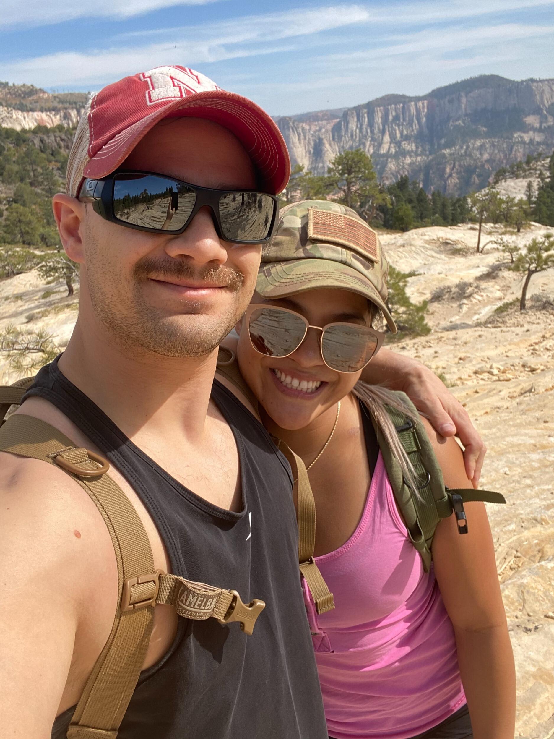 After realizing how awesome they were together, something in the Vegas air sprinkled into their hearts and a couple weeks later they spent their first day officially together hiking in Utah!