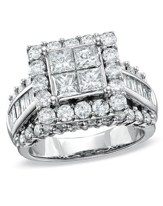 Zales 3 CT. T.W. Princess-Cut Quad Diamond Engagement Ring in 14K White ...