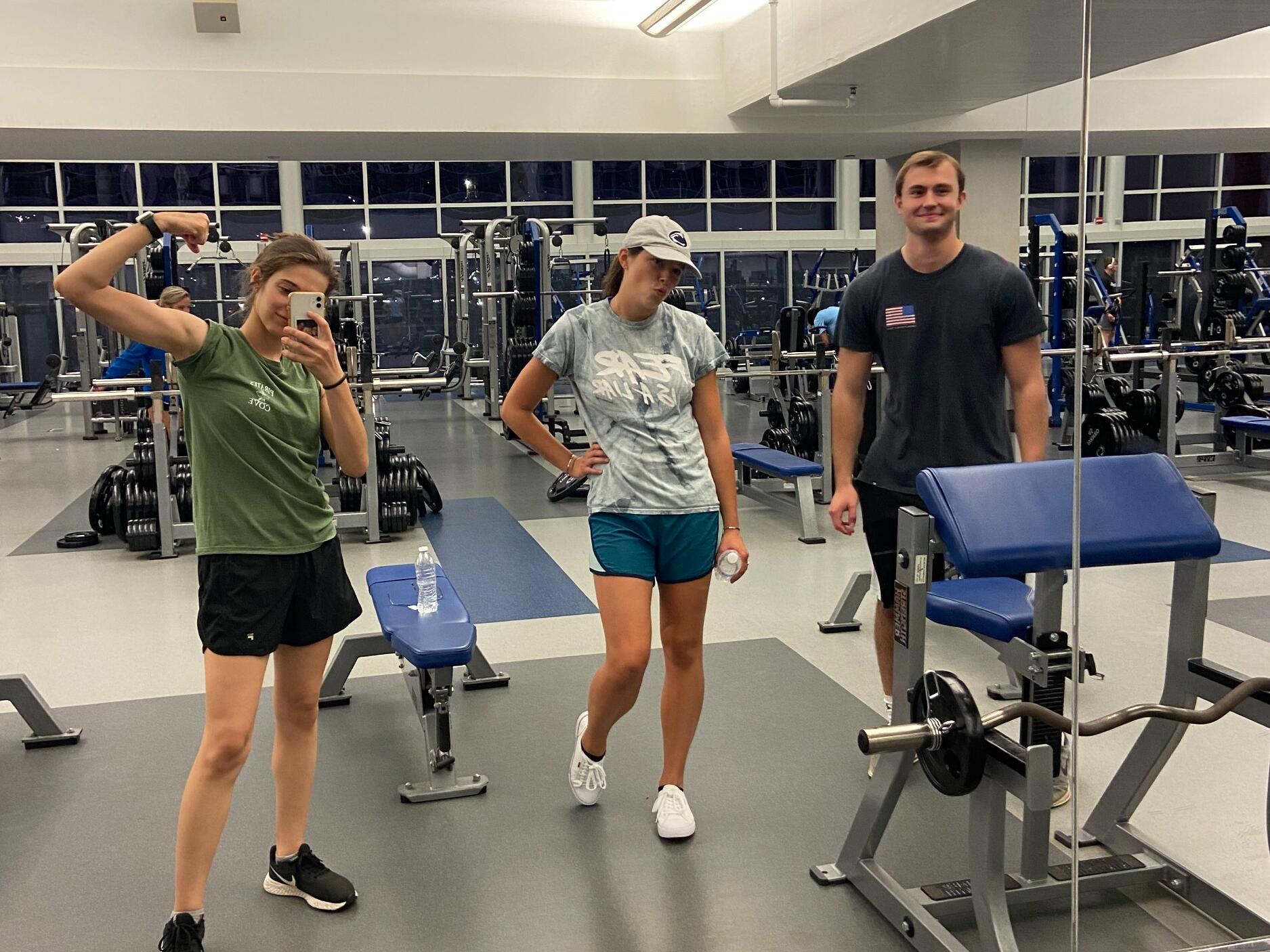 Our first photo, at group gym session with Katie & Emily