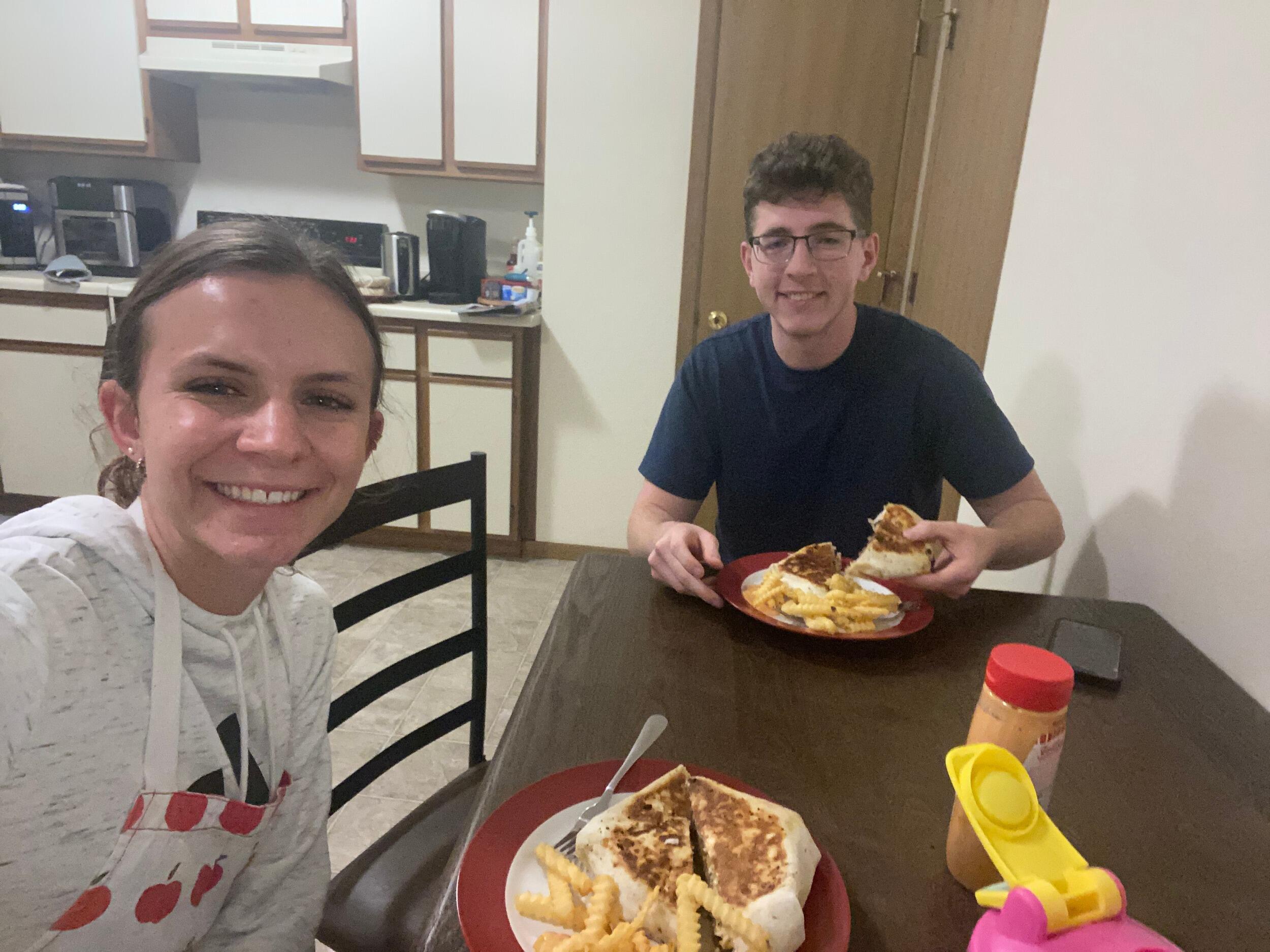 Allyson and Scott made a fun recipe: quesadilla burgers! 