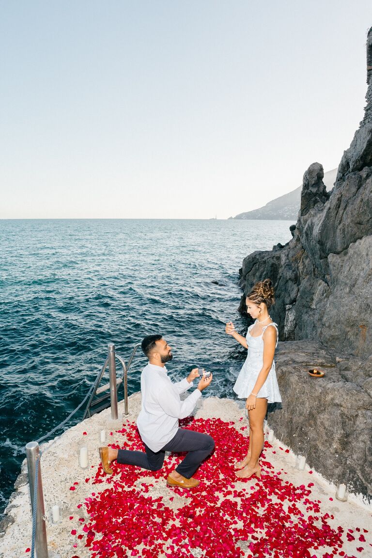 sealing the deal ~ Maiori, Italy. On the evening of June 26th, 2024, Vandan got down on one knee in the beautiful Amalfi town of Maiori along the Tyrranhenian Sea and asked me to be his wife.