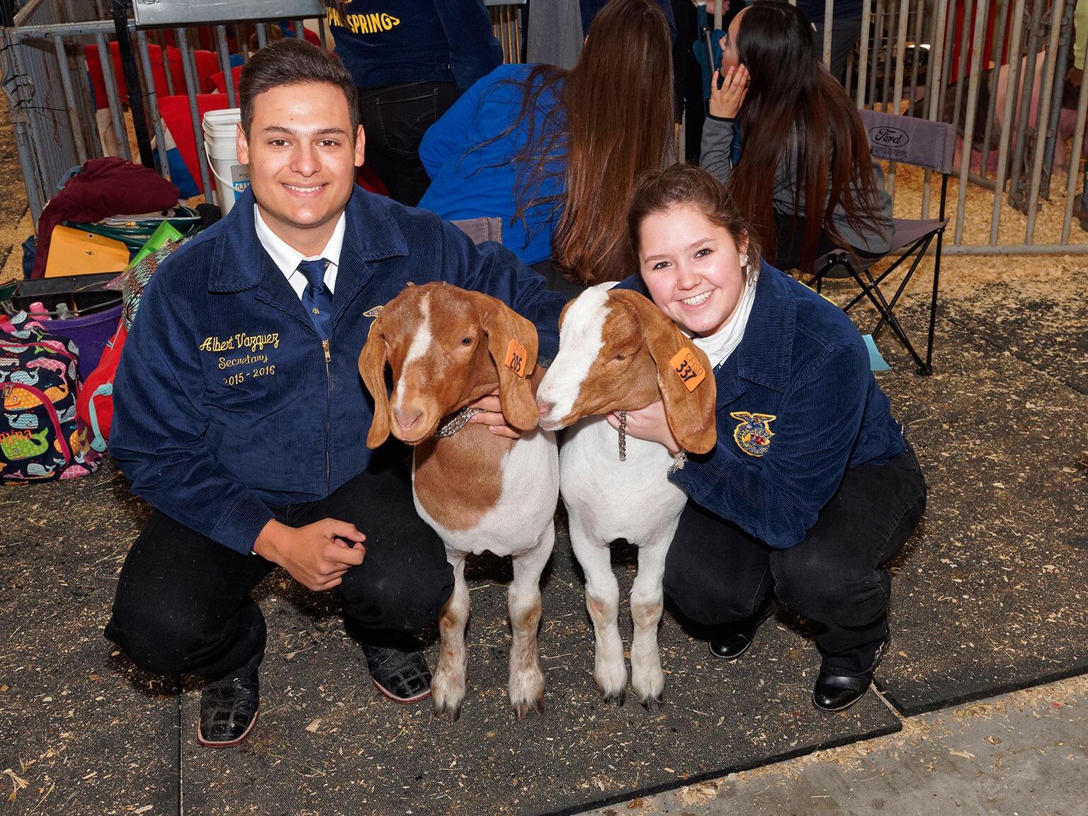 Albert and Allison both exhibited market goats at the CFISD Livestock Show. Yes, Allison kicked his butt in the show ring!