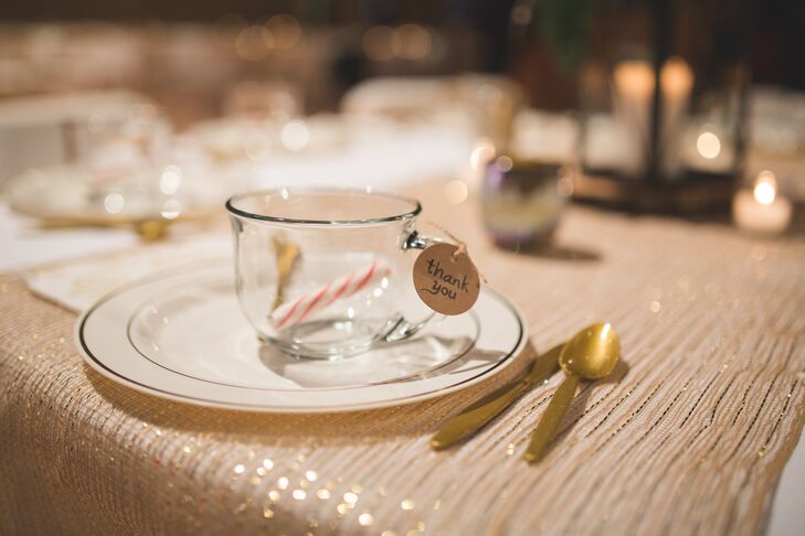 Teacup And Candy Cane Wedding Favor