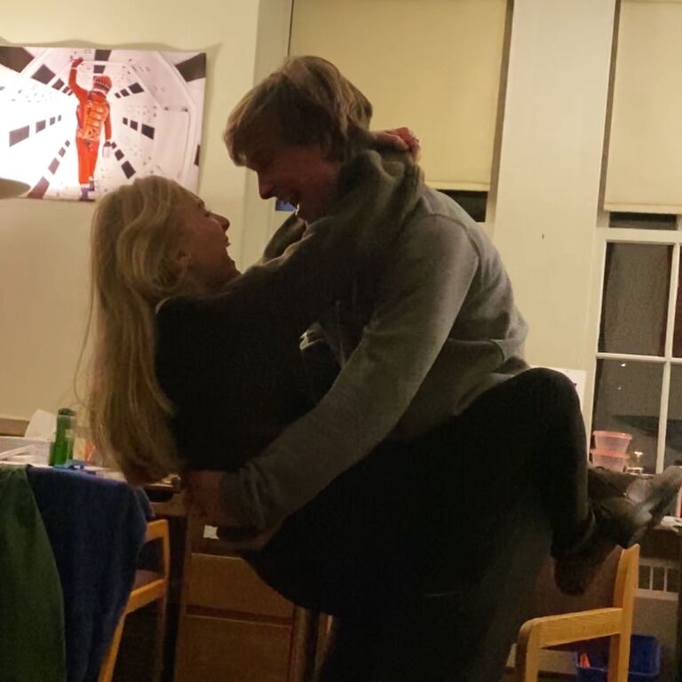 ... then Aubrey flying up to surprise Pryor for Valentine's Day!